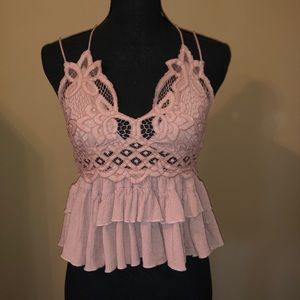 Free people ruffle spaghetti strap top